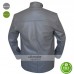Light Grey Mens Leather Biker Style Jacket For Sale